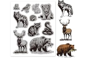 GLOBLELAND Tampon en caoutchouc EVA motif animaux de la forêt - 18 x 22 cm - Motif loup, tigre, ours et cerf - Pour bricolage