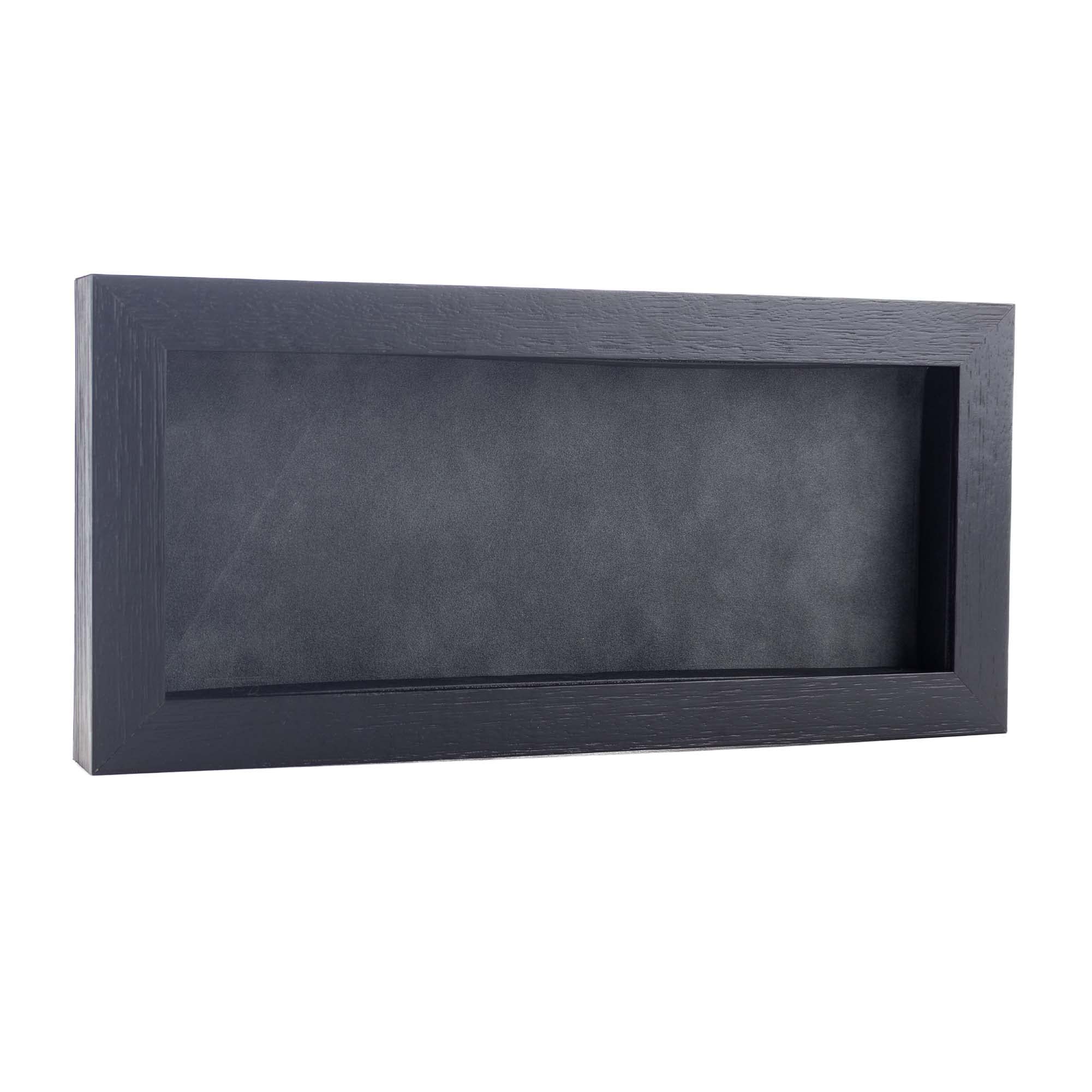 13x34 Shadow Box Frame Textured Black Wood | with a