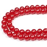 MJDCB Natural Red Jade Round Loose Beads for Jewelry Making DIY Bracelet Necklace (12mm)