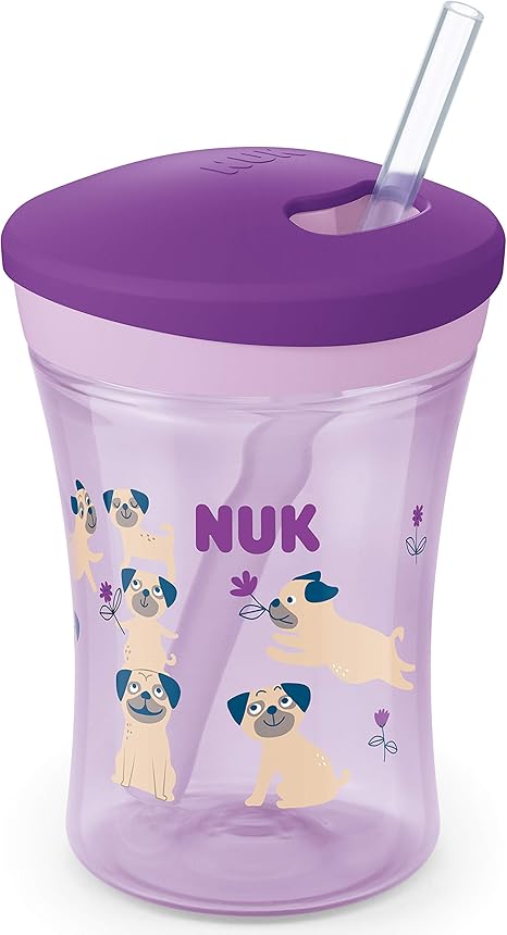 A Partir De 12 Mois Nuk Flexi Cup Gobelet Avec Paille Souple 300 Ml Sans Bpa Anti Fuite 1 Piece Rose Le Repas De Bebe Com Tasses D Apprentissage