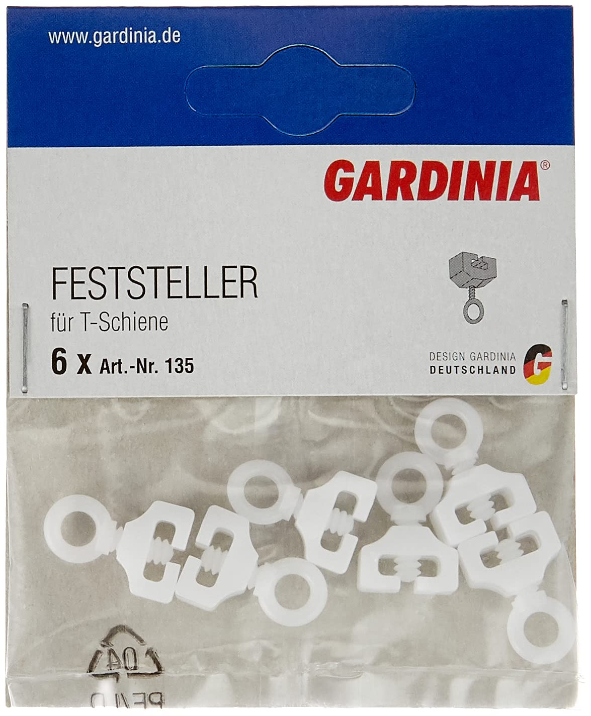 Gardinia 6 x 8mm T Track T-Bar Stops - Fixes Fabric to desired position - Curtain Rail Stoppers - White Plastic - Not Applicable