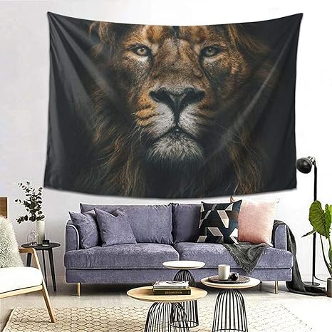 Amazon Co Jp Gukisala タペストリー クールなライオンパワフルマジェスティックライオンキングヘッドワイルドライフテーマ 多機能 毛布 おしゃれな壁掛け インテリア ファブリック装飾用品 モダンなアート 和風 壁掛け クールジャパン 家飾り ホーム キッチン