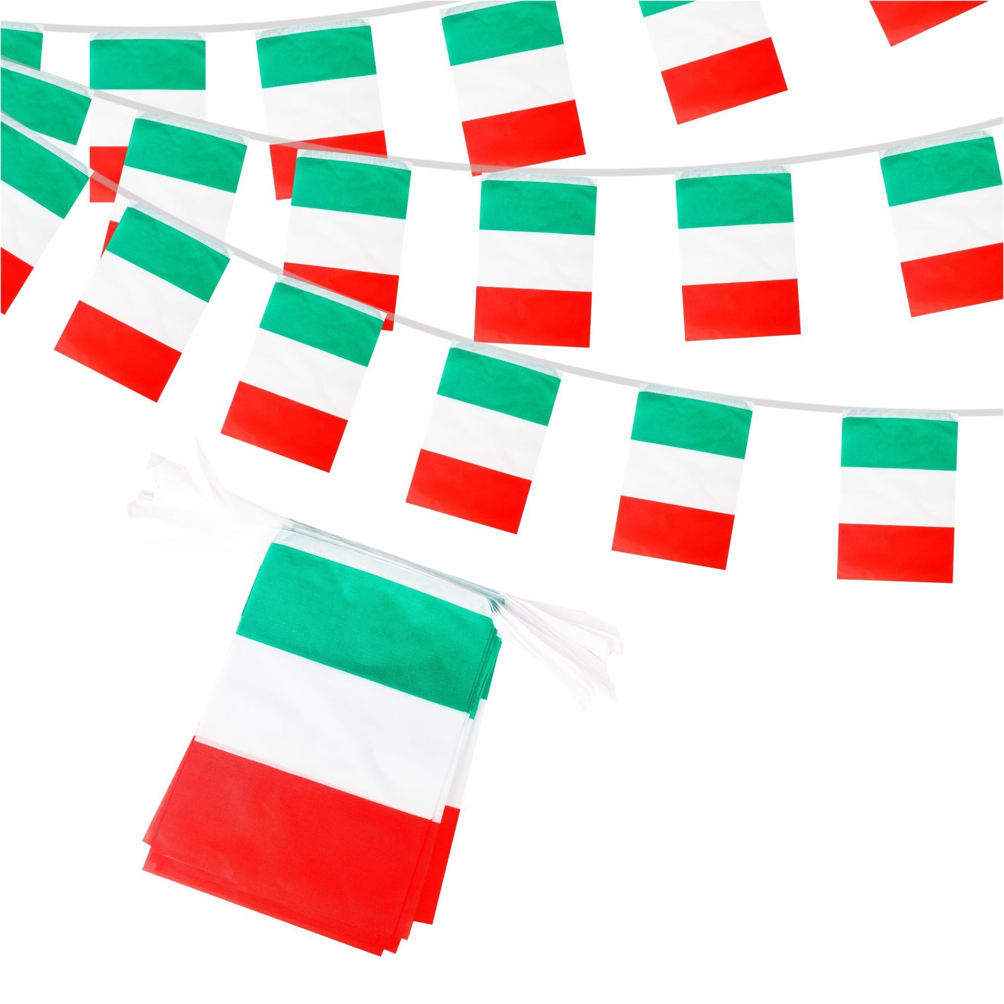 10m Italy Flags Bunting Italiana Flag Decorations 30 pcs, Italy Flags Bunting Banner for World Cup Football 2026 Sports Events Party Decoration, Double-Sided Italiana Flag Buntings