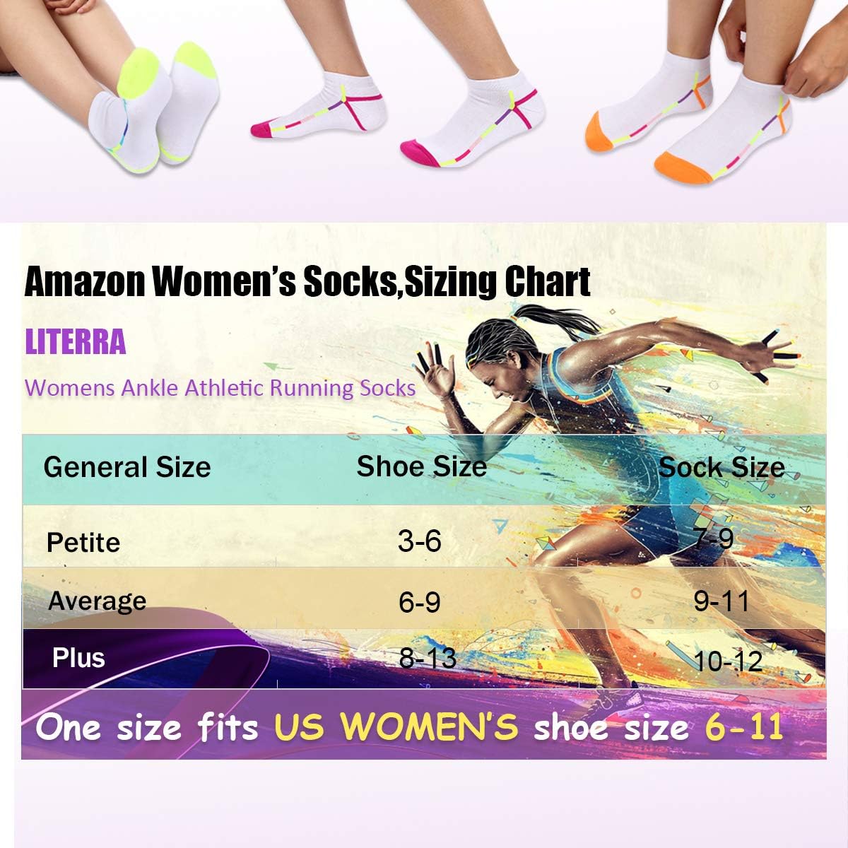 LITERRA Womens Ankle Low Cut Socks with Cushion for Athletic, Sport and Casual Use (6 Pack) at  Women’s Clothing store