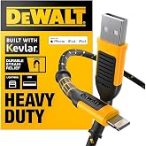 DEWALT Heavy Duty USB to Lightning Cable [Apple Mfi Certified] Durable, 4FT | iPhone Charger, Lightning Cables, Fast Charging iPhone Charger Cord Compatible w/iPhones 14/13/12/11 Pro Max iPad AirPods