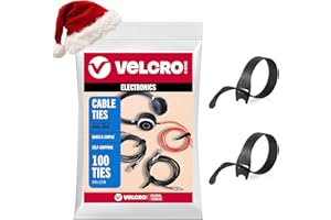 VELCRO Brand Reusable Cable Ties – Mens Stocking Stuffers 2025, 100 Pack 6 Inch Cable Management Ties, Cord Wraps for Electrical Cords, Black