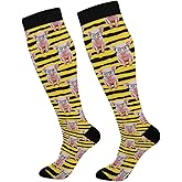 Wusikd Pig Yellow Compression Socks for Women and Men Circulation Long Socks for Athletic Running 2