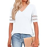UPOLOLO Womens Summer Tops Short Sleeve Shirts V Neck Trendy Blouses Beach Vacation Fashion Clothing Spring Outfits 2026