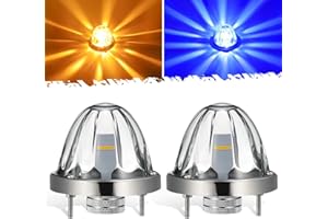 Partsam 2Pcs Dual Color Amber/Blue LED Glass Lens Watermelon Lights [Patented], Turn Signal Marker Lights with Stainless Steel Bezel Compatible with Kenworth Peterbilt Freightliner