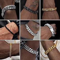 Man Curb Cuban Chain Bracelet 7mm 23cm 316L