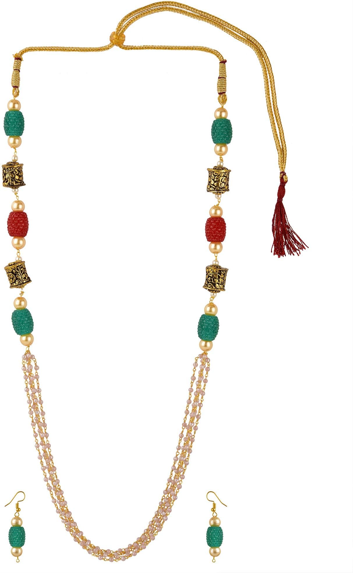 Archi Collection Fancy Gold Plated Cubic Zirconia CZ Necklace Earrings Jewellery Set