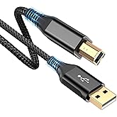 sweguard Printer Cable 15ft USB A to USB B Printer Cord High-Speed Nylon Braided USB 2.0 MIDI Cable for HP Canon Brother Dell