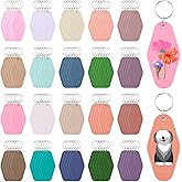 Motroce 100PCS Hotel Keychain Blank with Key Rings, 20 Colors Morandi Plastic Rhombus Vintage Motel Keychains Blank for DIY Sublimation Luggage Tag Label Craft Gifts Decorations