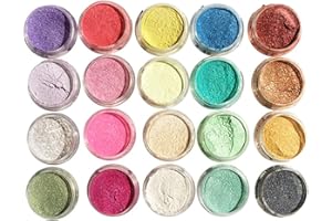 Epoxy Resin Dye Mica Powder 20 Powdered Pigments Set Soap Dye Bath Bomb Colorant Eyeshadow and Lips Makeup