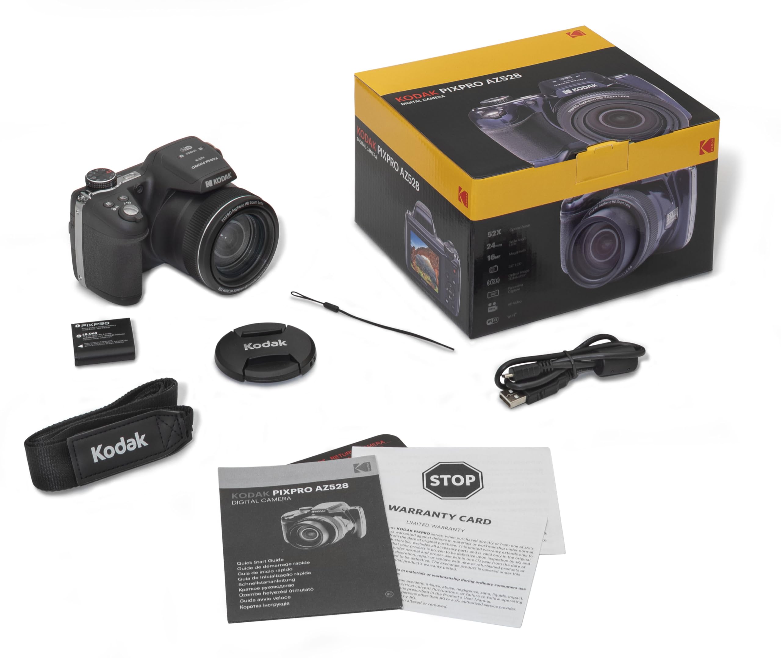 KODAK PIXPRO Astro Zoom AZ528-BK 16 MP Digital Camera with 52x Optical Zoom 24mm Wide Angle Lens 6 fps Burst Shooting 1080P Full HD Video Wi-Fi Connectivity and a 3