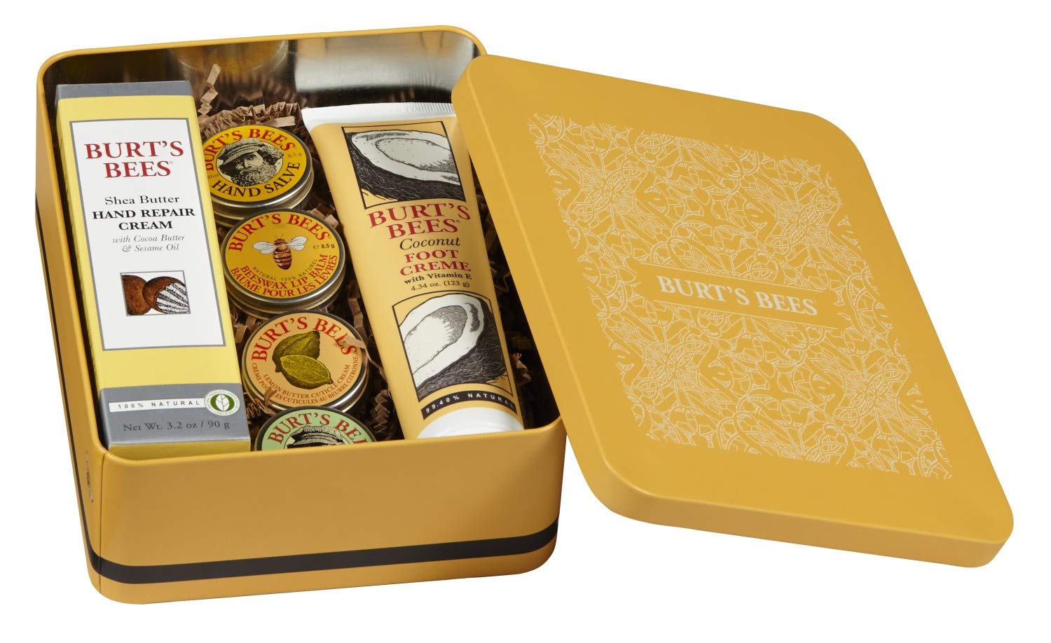 Burt's Bees Classics Gift Set, 6 Products in Giftable Tin – Cuticle Cream, Hand Salve, Lip Balm, Res-Q Ointment, Hand Repair Cream and Foot Cream: Beauty