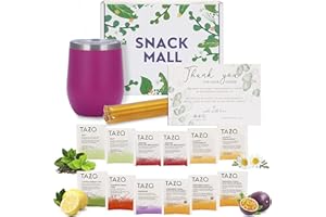 SNACK MALL - Tea Gift Set | Uniquely Flavored Teas, All Natural Honey Straws and Beautiful Double Insulated Tumbler Cup