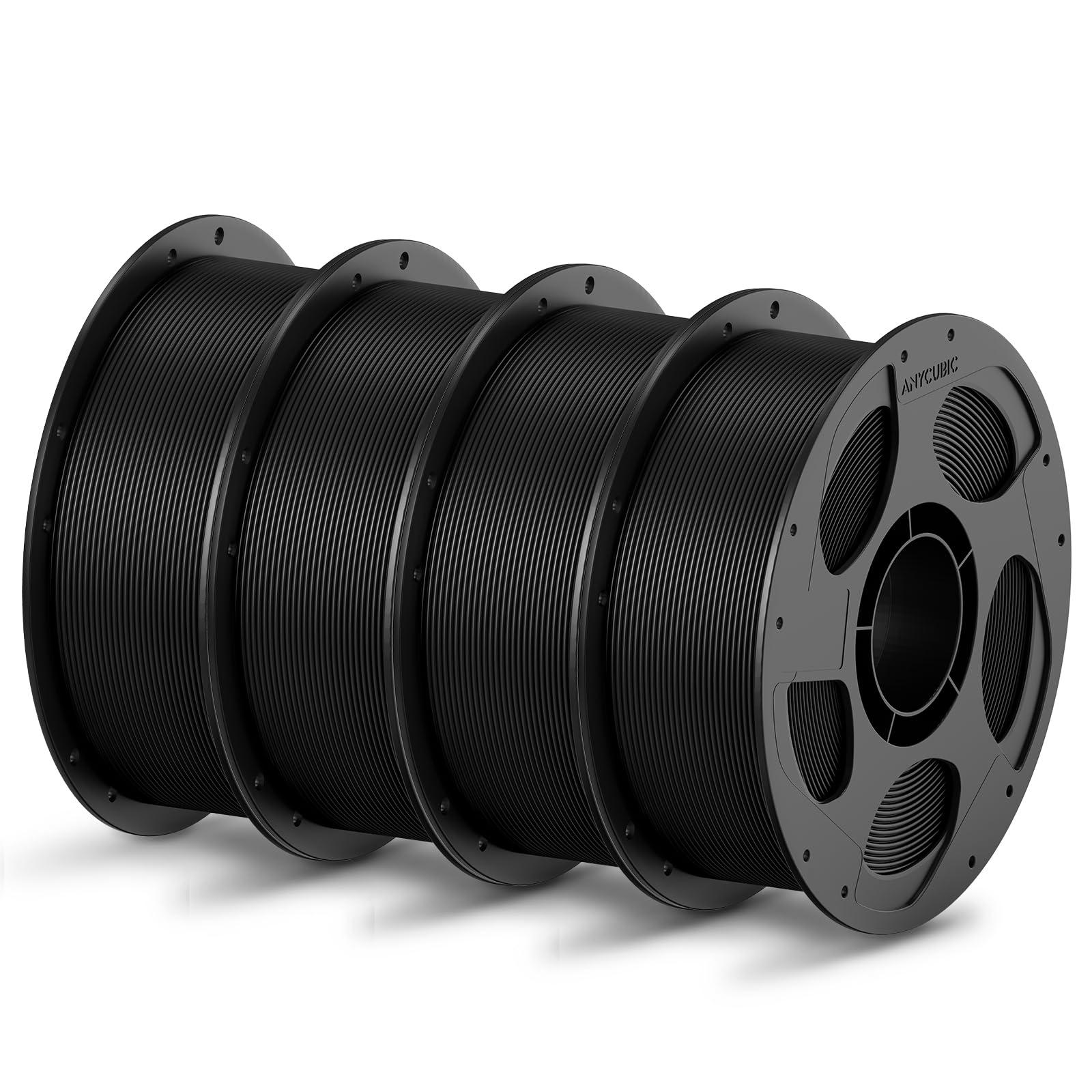 Photo 1 of ANYCUBIC PLA Filament 1.75mm Bundle, 3D Printing PLA Filament 1.75mm Dimensional Accuracy +/- 0.02mm, 1KG Reusable Spool (2.2 lbs), 4KG Black