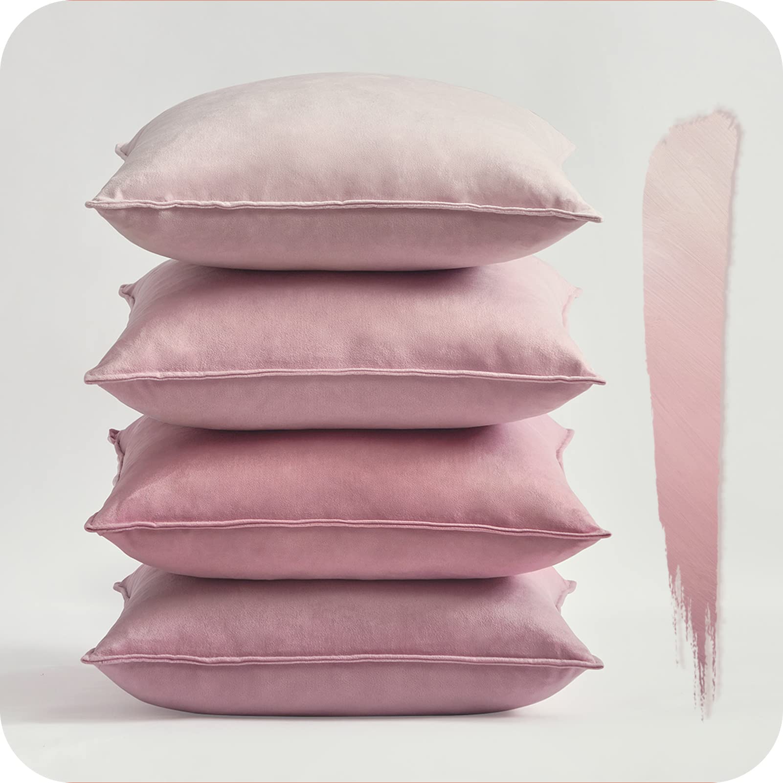 Topfinel Pink Cushion Covers 40cm x 40cm Summer Sofa Bed Colorful Cushions Soft Pillow Case 16x16 Velvet Scatter Decorative Cushions Pillow Cover for Livingroom Bedroom Invisible Zipper,Set of 4 — image 1