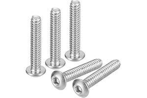 uxcell #10-24x1 Button Head Socket Cap Screws, 20pcs 304 Stainless Steel Fasteners Hex Bolts Screws, Full Thread Hex Drive Sc