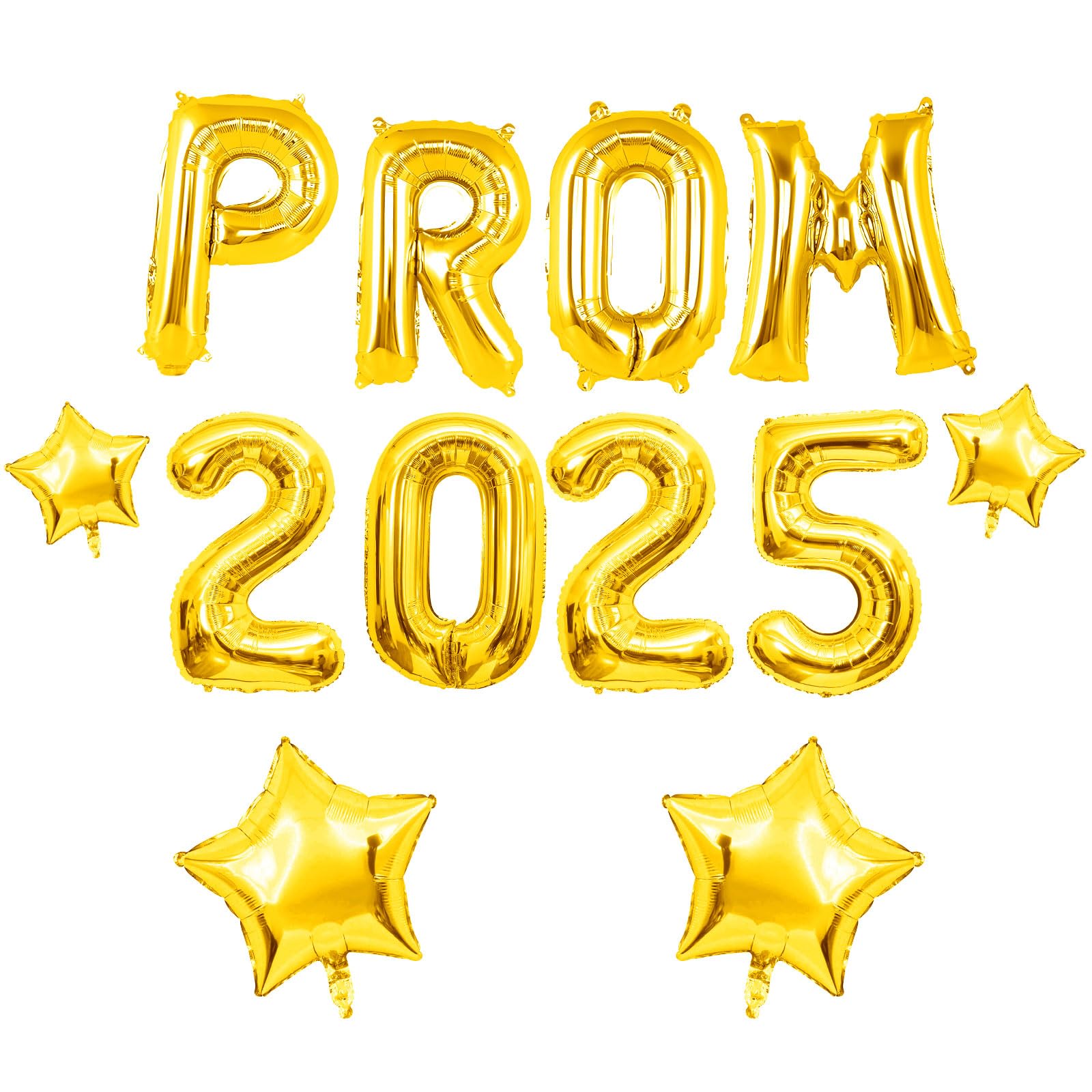 Prom Decorations 2025,Graduation Decorations,16 inch PROM 2025 Letter Balloons as Graduation Banner Foil Gold Star Balloons Backdrop Banner Photo Booth Props for Grad Leavers Party (Gold)