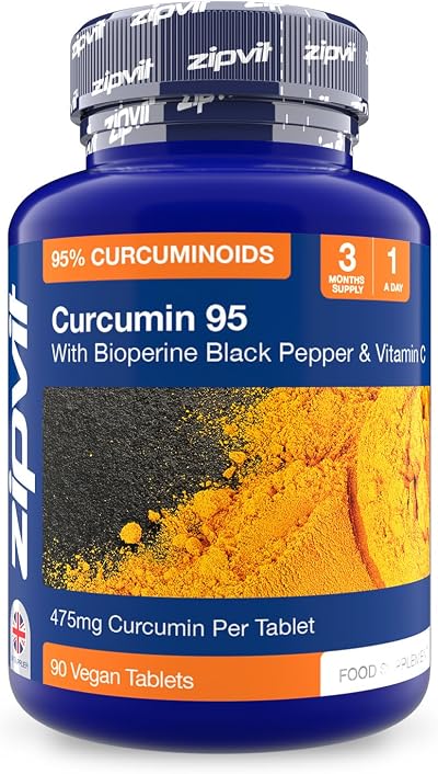 Zipvit Curcumin Tablets 95% Curcuminoids with Black Pepper 90 vegan
