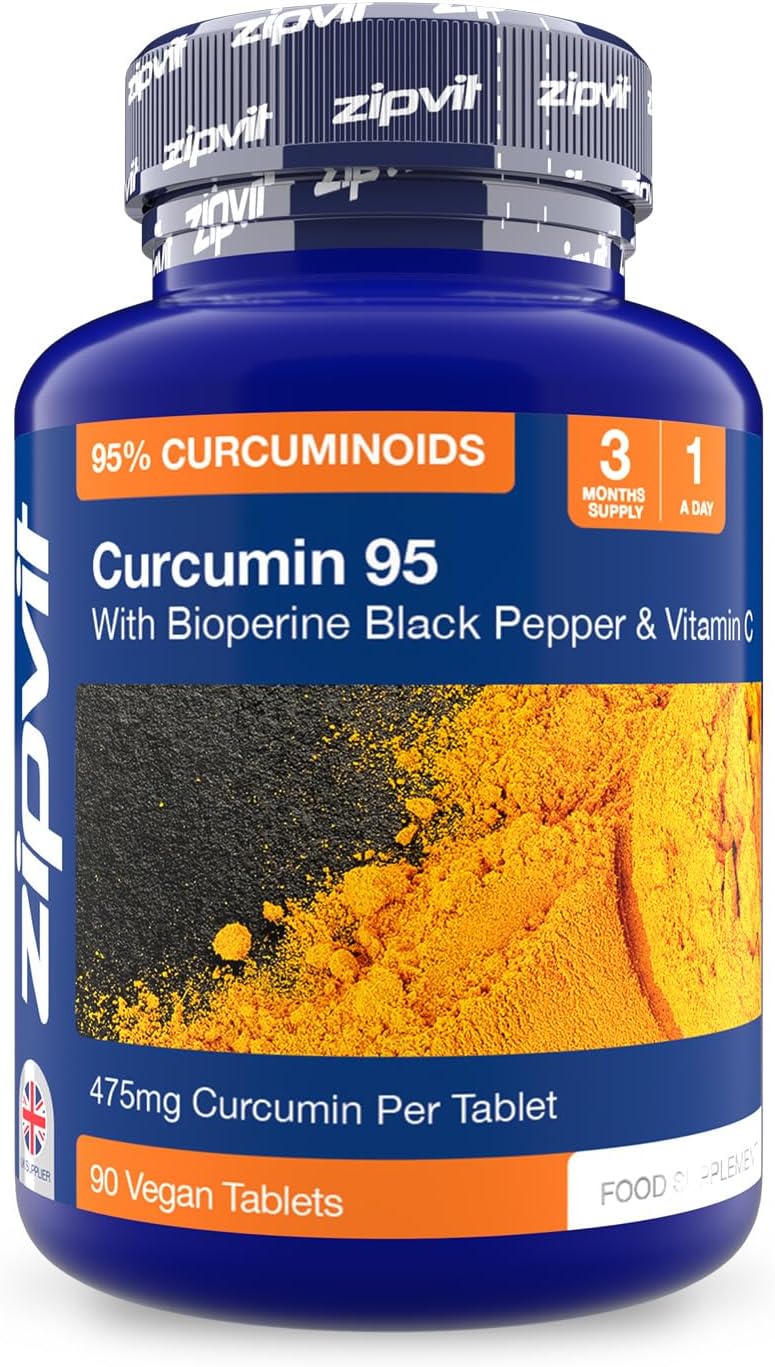 Zipvit Curcumin Tablets 95% Curcuminoids with Black Pepper 90 vegan