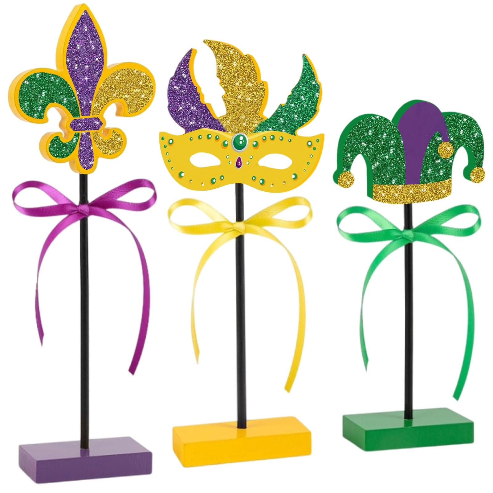Photo 1 of ***MISSING PARTS***
3Pcs Mardi Gras Table Decor Wooden Set, Glitter Mardi Gras Rustic Table Centerpiece Sign for Party Home Office Tabletop Decorations (Mardi Gras)