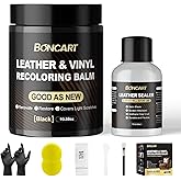 Leather Recoloring Balm with Leather Sealer, 10.58oz Leather Color Restorer, Leather Repair Kit for Vinyl Furniture Shoes Car Seats Bags, Black Leather Dye Paint Leather Scratch Repair (Black Color)
