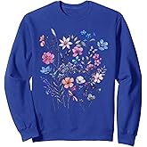 Vintage Flowers Women Wildflower Graphic Floral Gardening Sweatshirt