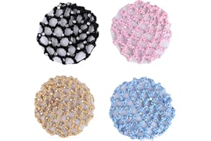 CATIEBYE 4pcs Elastic Polyester Bun Hair Net Snood Hair Cover Set for Women in Black Beige Pink Light Blue –