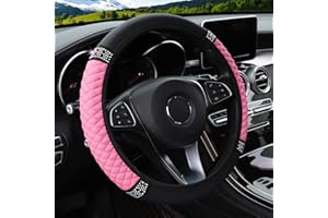 ACETEND Steering Wheel Cover,Universal Size M 37-38cm Colorful Bling Crystal Rhinestones Auto Elastic Steering Wheel Protecto
