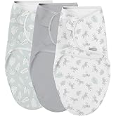 SwaddleMe by Ingenuity Easy Change Baby Swaddle in Size Small/Medium, 0-3 Months, 7-14 Pounds, 3-Pack with Easy Change Zipper -Zebra Botanical