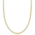 Barzel 18K Gold Plated Curb/Cuban Link Chain Necklace 2MM, 3MM, 4MM, 5MM For Women or Men - Made In Brazil