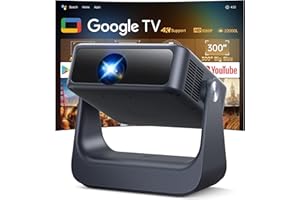 OWNKNEW 【Buit-in Google TV & Voice Control】Smart Projector with WiFi 6 and Bluetooth, 4K Support Movie Outdoor Projectors Compatible with Netflix/Prime Video/YouTube, Auto Focus Home Proyector 180°Stand