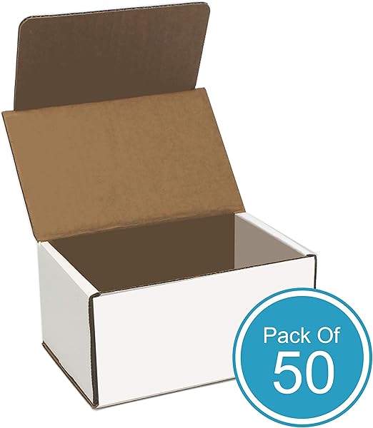 HTTP White Cardboard Shipping Boxes, 6L x 4W x 3H, White Corrugated