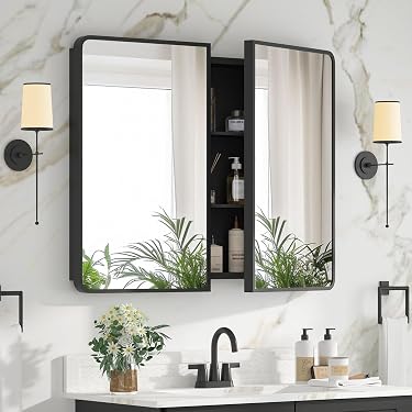 Armoire Murale de Salle de Bain avec Miroir, Armoire Suspendue, Armoire