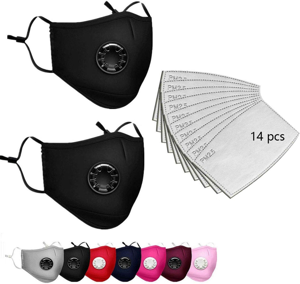 SSCYHT Easy Reusable Dust Mask Washable Protective Mask Fine Dust Mask Reusable Face Mask for Motorcycle Bikes,black,2+14 pack