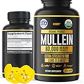 HERBIFY Mullein Capsules - Lung Cleanse - Leaf Extract - Powerful Mullein for Immune Support, Detox & Respiratory Support - Made in USA - Herbal Supplements - 120 Capsules