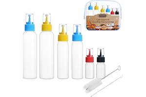 GOLOHO Cookie Icing Bottles, 6 Squeeze Applicator Bottles, 2 each (1, 2 and 4 ounces), Royal Icing Tools, Cake Sugar Cookie Decorating Supplies, Food Coloring, Frosting, Pancake Arts and Crafts Kit