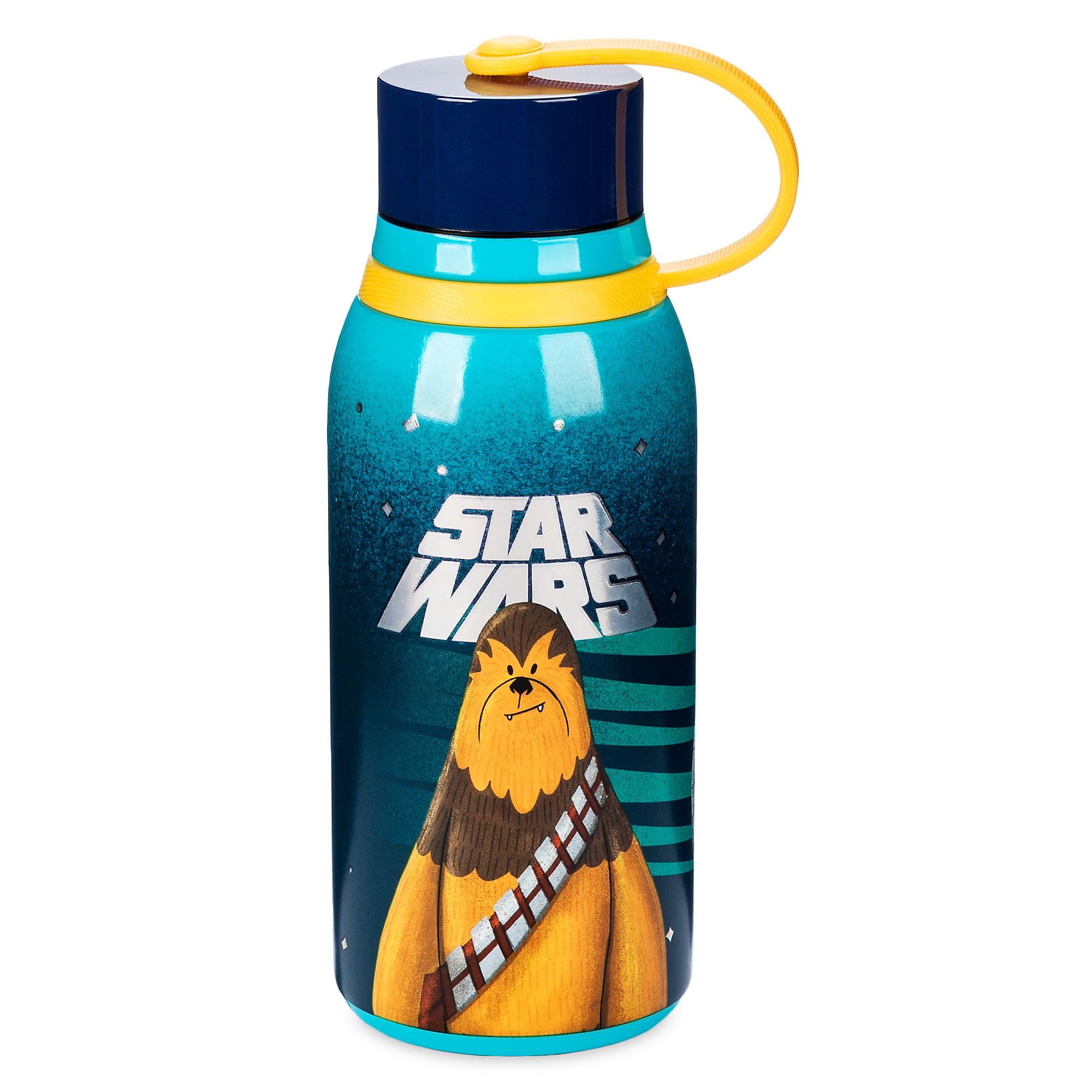 Disney Store Official Star Wars Water Bottle in Stainless Steel, 325ml, Printed Chewbacca and the Millennium Falcon Design Kids' School Drink Flask with Twist Top Lid and Flexible Carry Loop