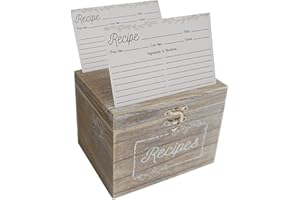 Dekali Designs Rustic Recipe Box and Cards and Dividers (4x6 Inches) - Comes with 50 Recipe Cards and 12 Beautiful Dividers -