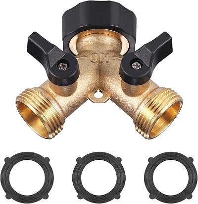 Zocipro 2 Way Hose Splitter Brass 3/4 Inch Y Valve Garden Connector