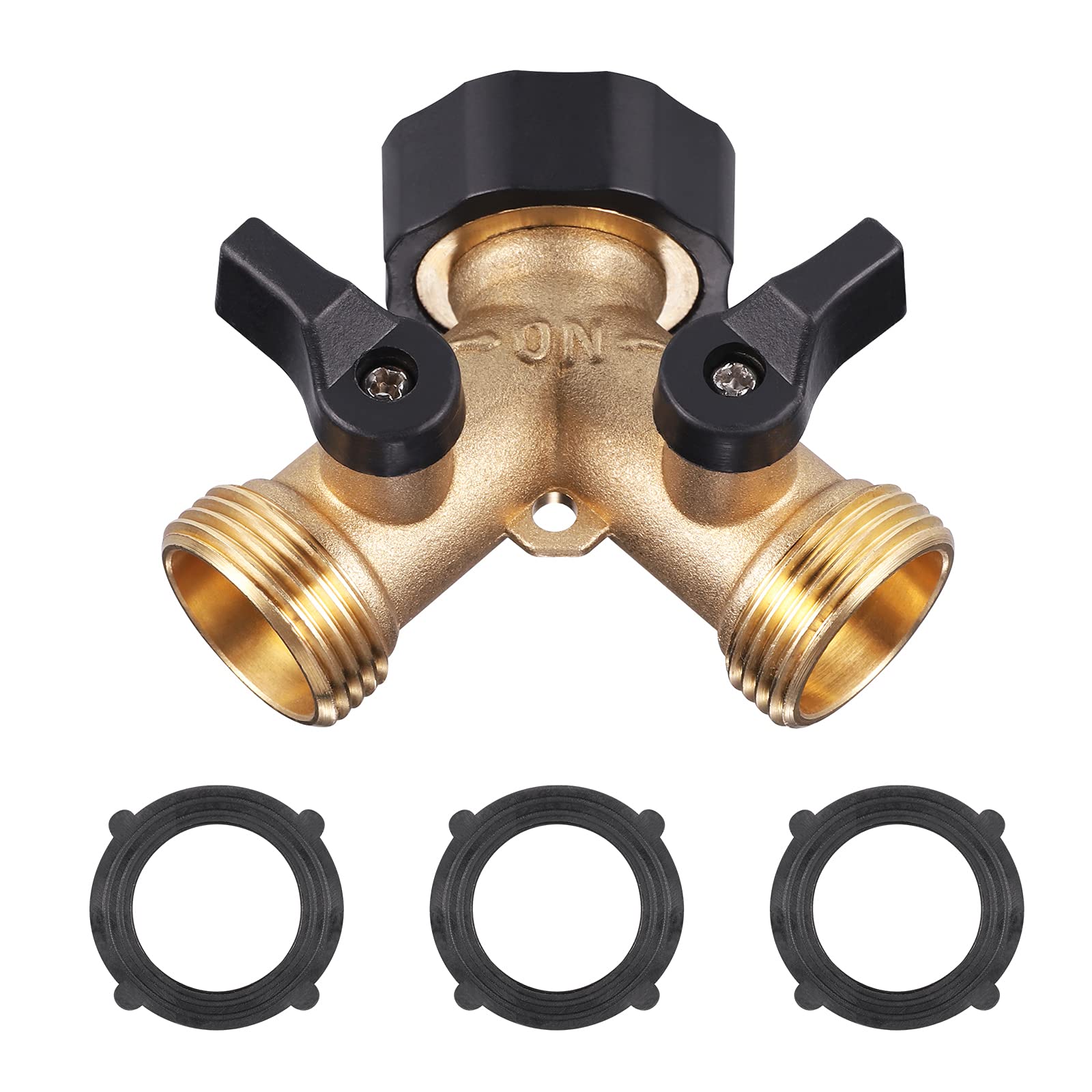 Zocipro Hose Splitter 2 Way, 3/4" Y Valve Garden Hose Connector Brass Manifold, Washing Machine Y Piece for Outdoor, Garden, Courtyard, Lawn, Kitchen