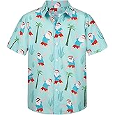 Yoimira Hawaiian Shirts for Boys, Button Down Short Sleeve Tropical Print, Kids Summer Beachwear Tops 7-14 Years