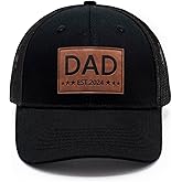 DPFQSKY Leather Patch Dad Est 2024 Baseball Cap Adjustable Mesh Trucker Dad Hat for Men New Father Gift for Daddy