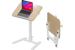 Alawooder Mobile Folding Desk - 25 Inch Space-Saving Portable Sit-Stand Desk with Wheels, Height Adjustable for Home Office, Craft & Study, Beige