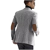 Men's Herringbone Tweed Casual Blazer with Elbow Patch Fashion Sport Coats Vintage Formal Jacket