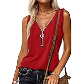 Halife Womens Half Zip V Neck Tank Tops Summer Sleeveless Shirts Casual Loose Top Blouses T Shirts