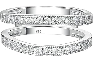 SHELOVES JEWELRY SHELOVES Womens Wedding Band Ring Enhancers Round White AAAAA CZ 925 Sterling Silver Guard Rings Sz 4-13